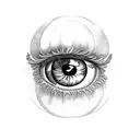 eye with angels behind it tattoo design idea