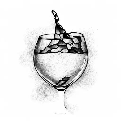 Broken wine glass tattoo design idea