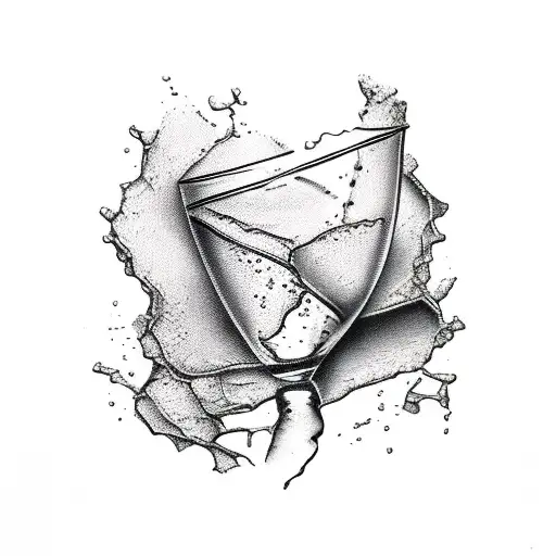 Broken wine glass body tattoo design idea