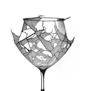 Broken wine glass tattoo design idea