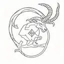 capricorn symbol with two dates 01/01/38 04/04/24 tattoo design idea