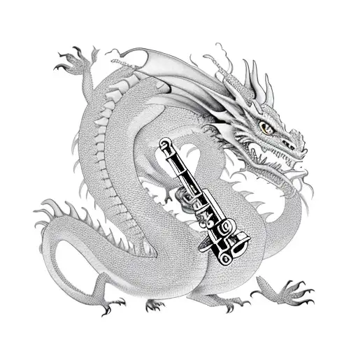 dragon with a shape of g musical key tattoo design idea