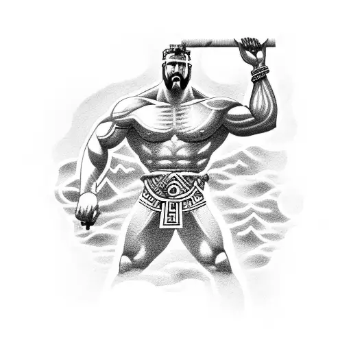 Zeus standing on greek building  tattoo design idea