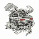 bmw m3 e36 burnout back side tattoo design idea