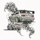 bmw m3 e36 burnout back side tattoo design idea