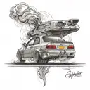 bmw m3 e36 burnout back side tattoo design idea