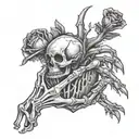 skeleton hand holding very tight a bleeding heart tattoo design idea