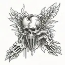 skeleton hand holding very tight a bleeding heart tattoo design idea