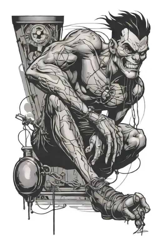 powerline right away with a man on one knee tattoo design idea