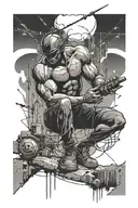 powerline right away with a man on one knee tattoo design idea