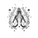 whale and Moo  tattoo design idea