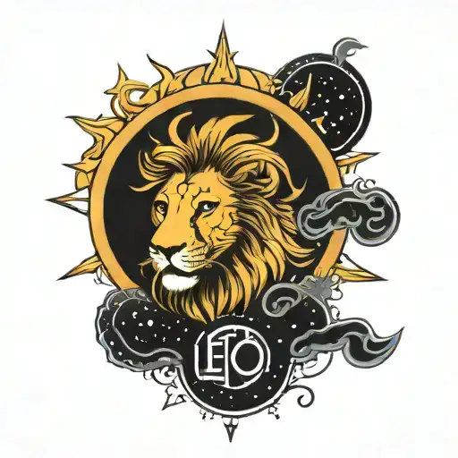 zodiac leo zodiac sign sun and stars forming tattoo design idea