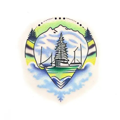 evergreen tree tattoo design idea