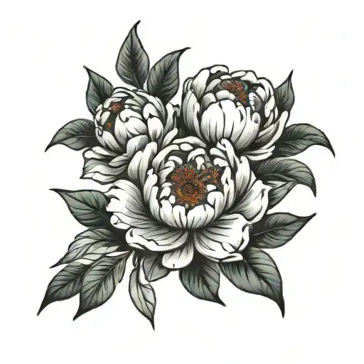 peony flowers tattoo design idea