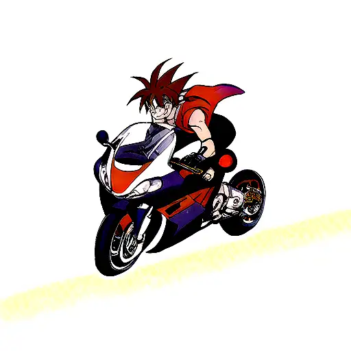 goku driving black yamaha r1 tattoo design idea