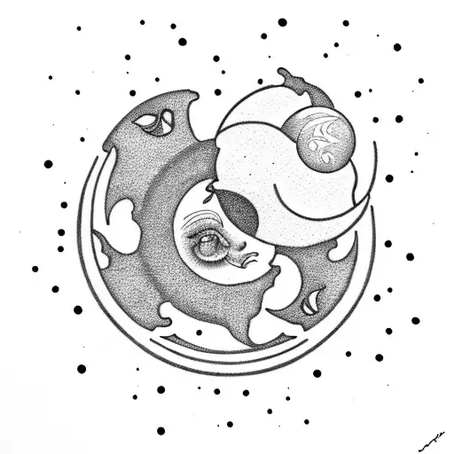 Sun and Moon tattoo design idea