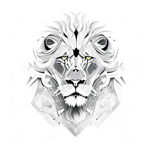 A lion's head composed of intricate sketches of Spartan warriors tattoo design idea