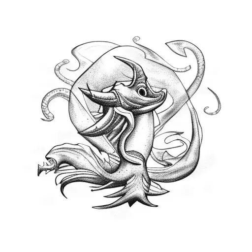 A sailor fighting a mythical sea creature tattoo design idea