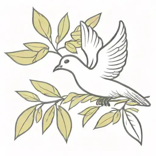 olive branch with dove carrying tattoo design idea