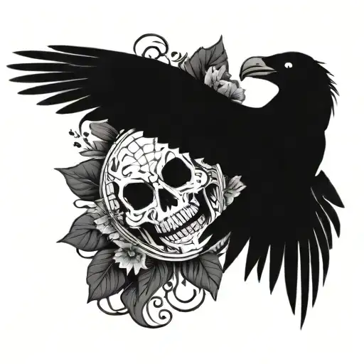 make a sleeve tattoo in combination of a spider, a raven, a snake for a woman under the sign of scales  tattoo design idea