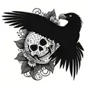 make a sleeve tattoo in combination of a spider, a raven, a snake for a woman under the sign of scales  tattoo design idea