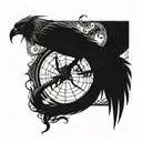 make a sleeve tattoo in combination of a spider, a raven, a snake for a woman under the sign of scales  tattoo design idea