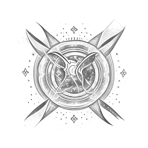 comet with three trailing stones tattoo design idea