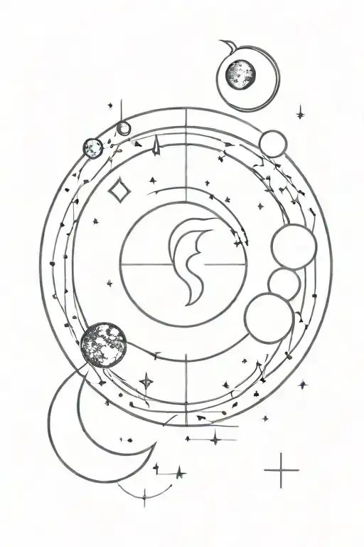A geometric design incorporating the phases of the moon to symbolize the cyclical nature of life and change tattoo design idea