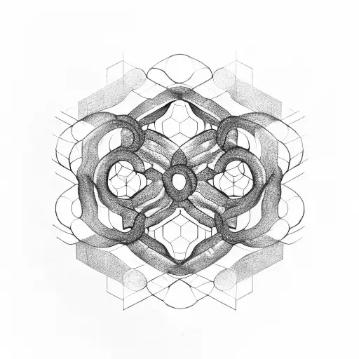 A hexagon composed of interconnected wormholes tattoo design idea