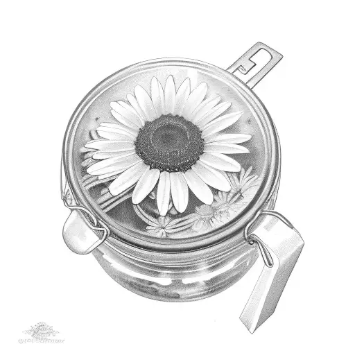 pickle jar with daisies tattoo design idea