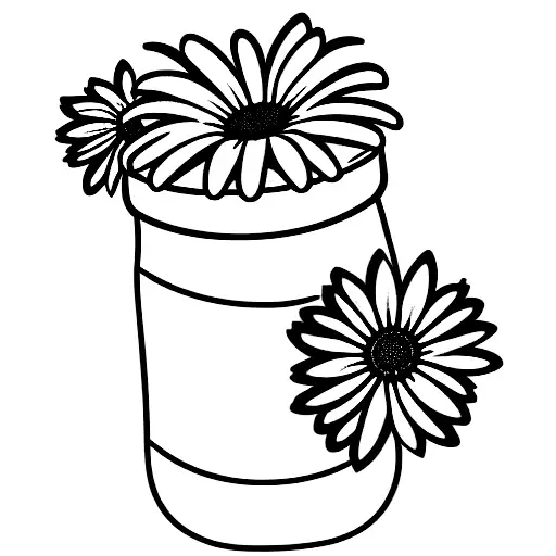 pickle jar with daisies tattoo design idea
