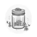 pickle jar with daisies tattoo design idea