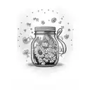 pickle jar with daisies tattoo design idea
