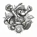 sun and mario bros tattoo design idea