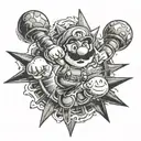 sun and mario bros tattoo design idea