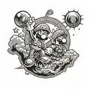 sun and mario bros tattoo design idea