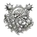 sun and mario bros tattoo design idea