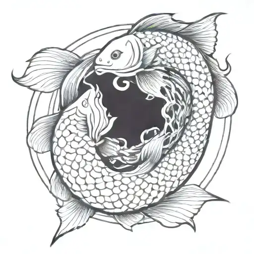 Coi fish yin and yang tattoo design idea