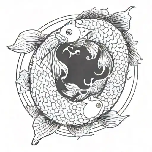 Coi fish yin and yang tattoo design idea