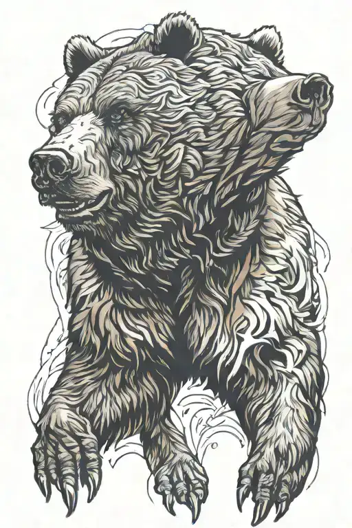 battle worn grizzly bear tattoo design idea