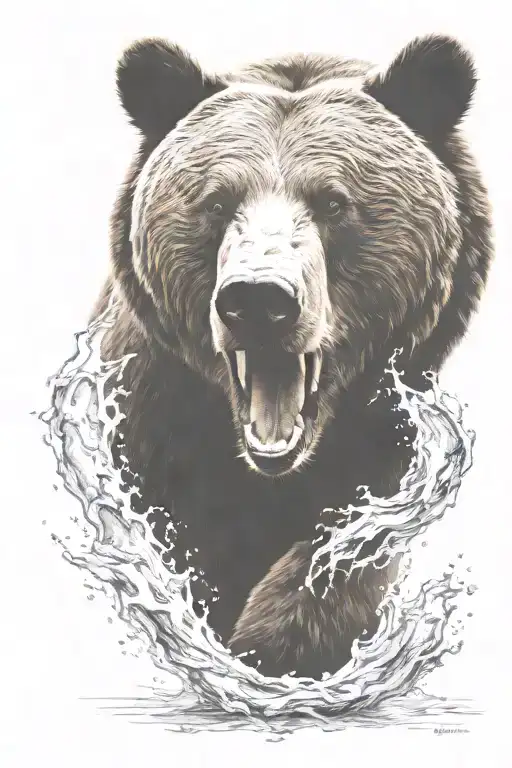 fierce  grizzly bear tattoo design idea