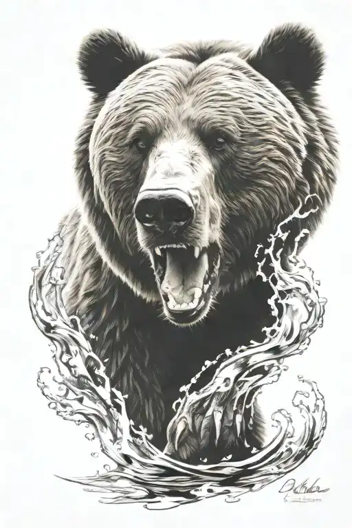 fierce  grizzly bear tattoo design idea