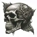 dark evil skull tattoo design idea