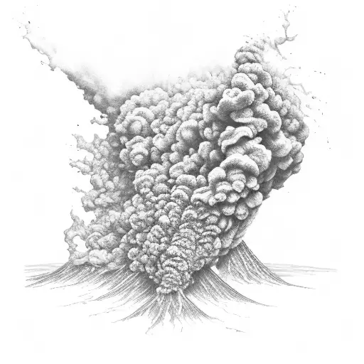 volcano, tornado, and the word RAGE tattoo design idea