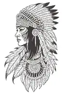 female feathered indian headdress tattoo design idea