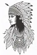 female feathered indian headdress tattoo design idea