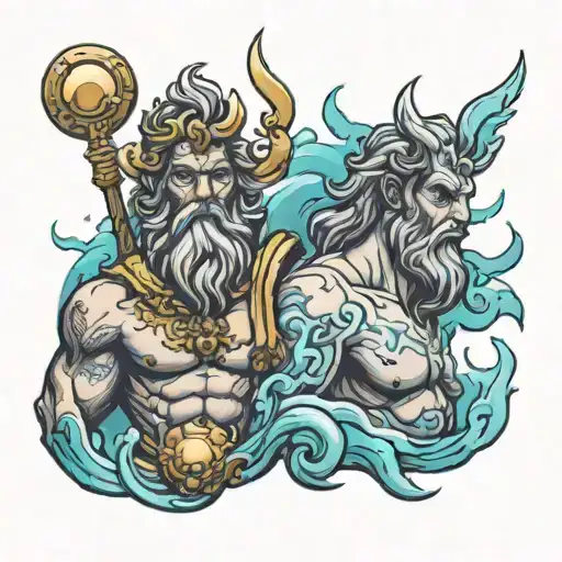 zeus y poseidon tattoo design idea
