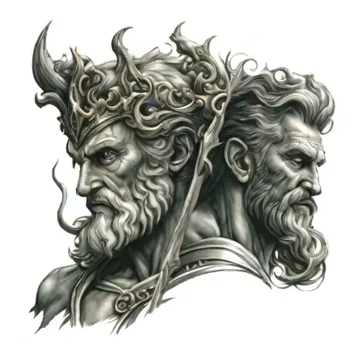 zeus y poseidon tattoo design idea