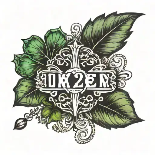 Roman numeral 1923 and clover leaf tattoo design idea