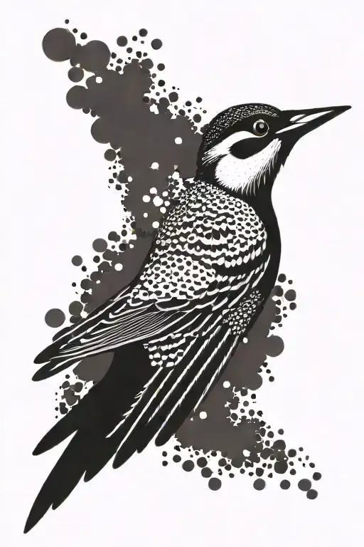woodpecker flying tattoo design idea